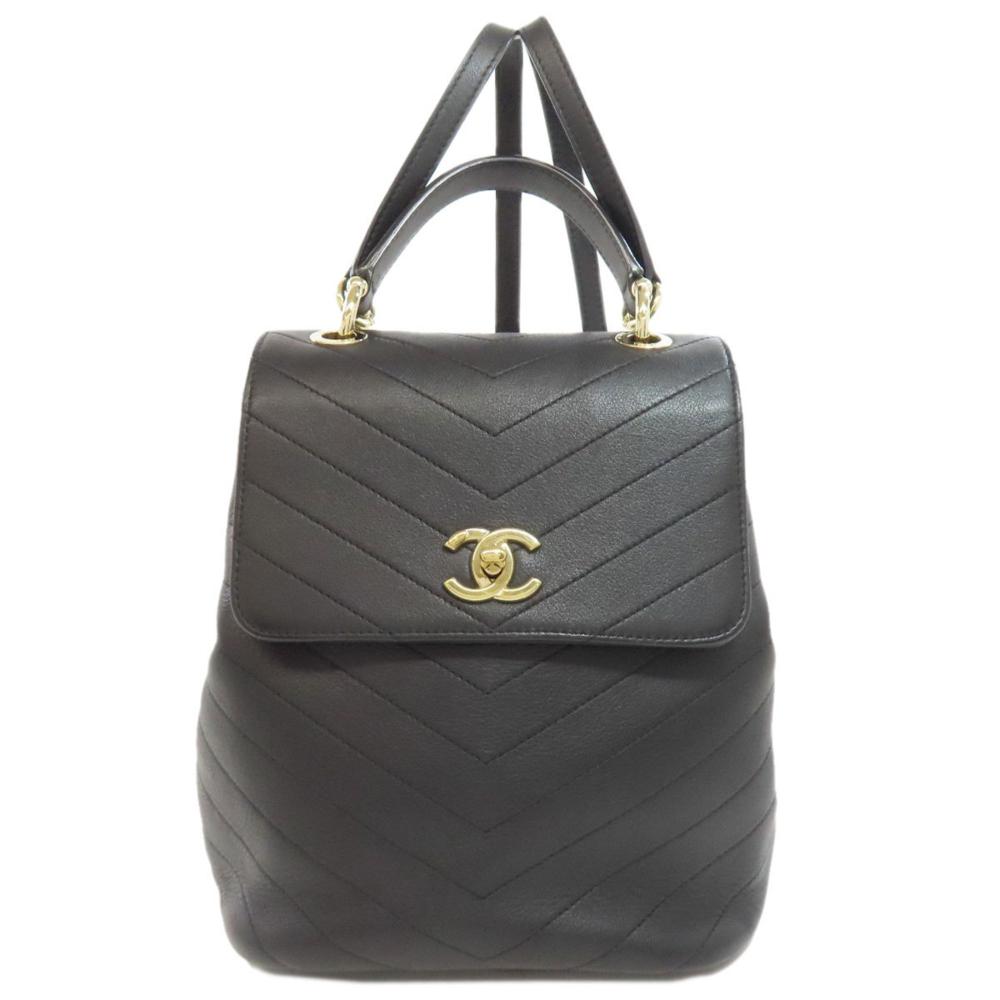Black Leather Chanel Backpack