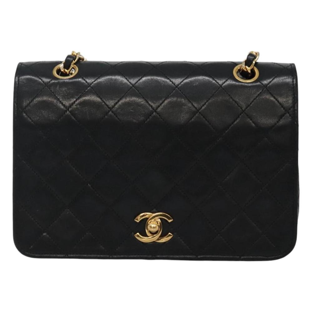Black Leather Chanel Shoulder Bag