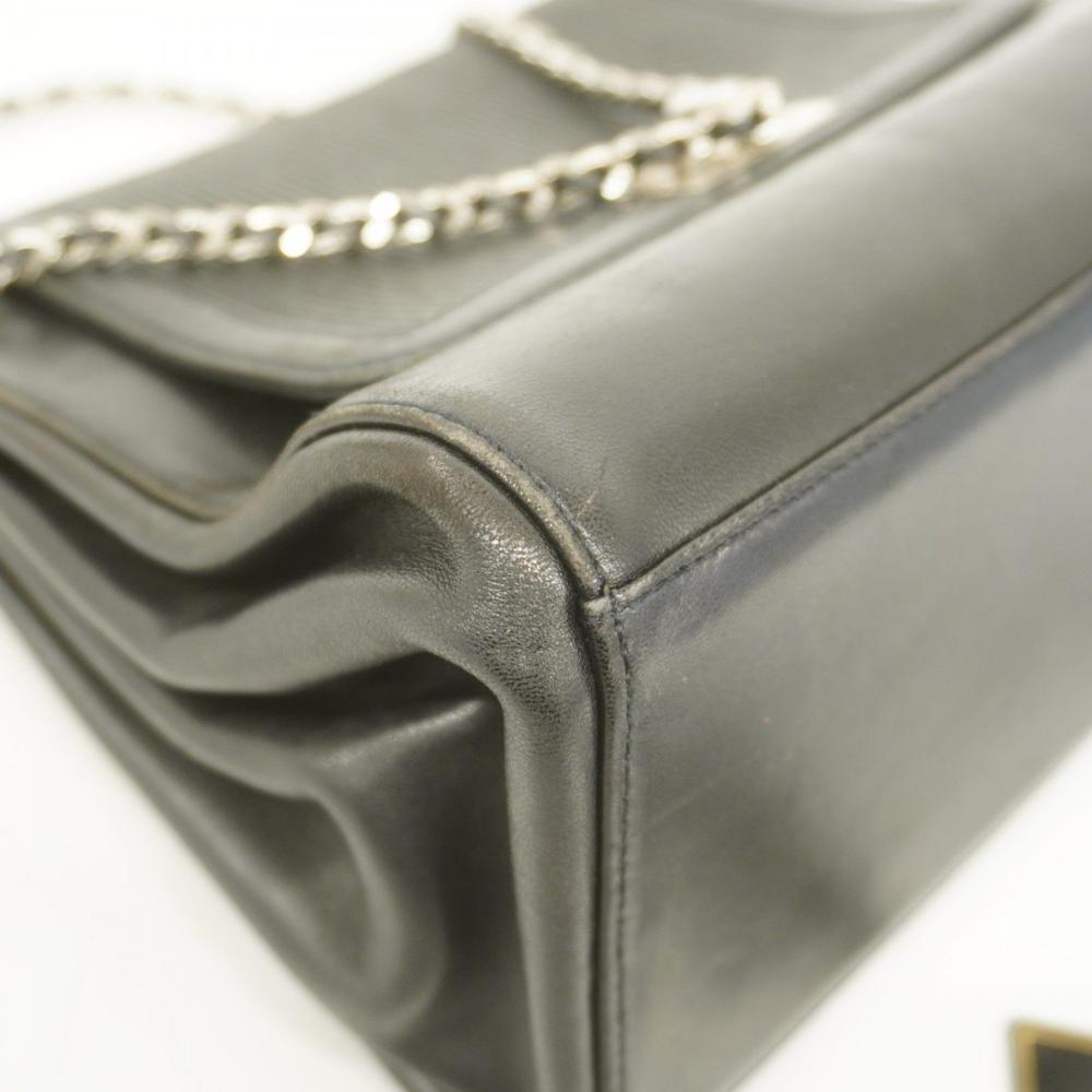 Black Leather Chanel Shoulder Bag