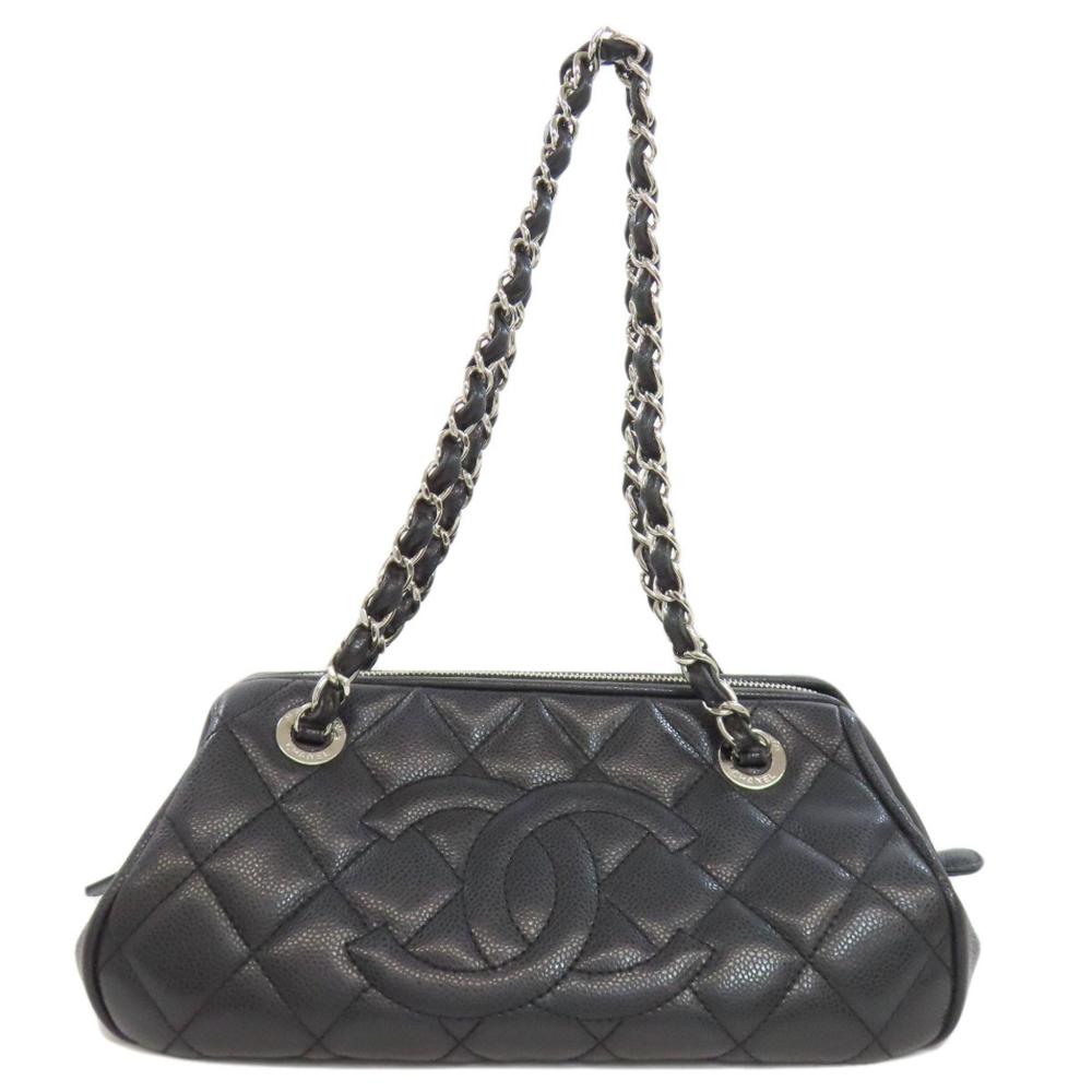 Black Leather Chanel Shoulder Bag