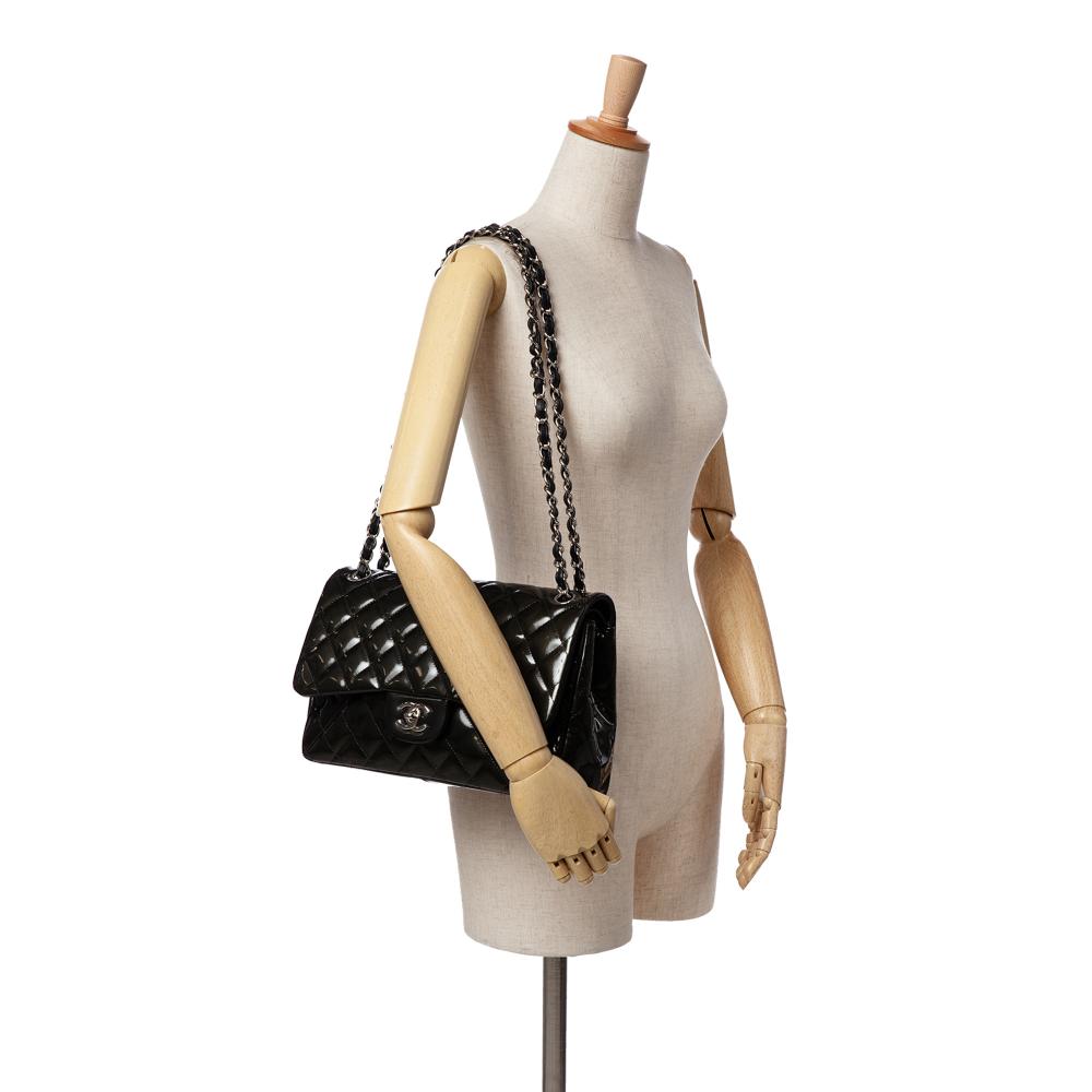 Black Leather Chanel Flap Bag