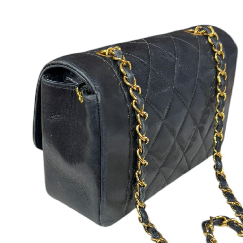 Black Leather Chanel Shoulder Bag