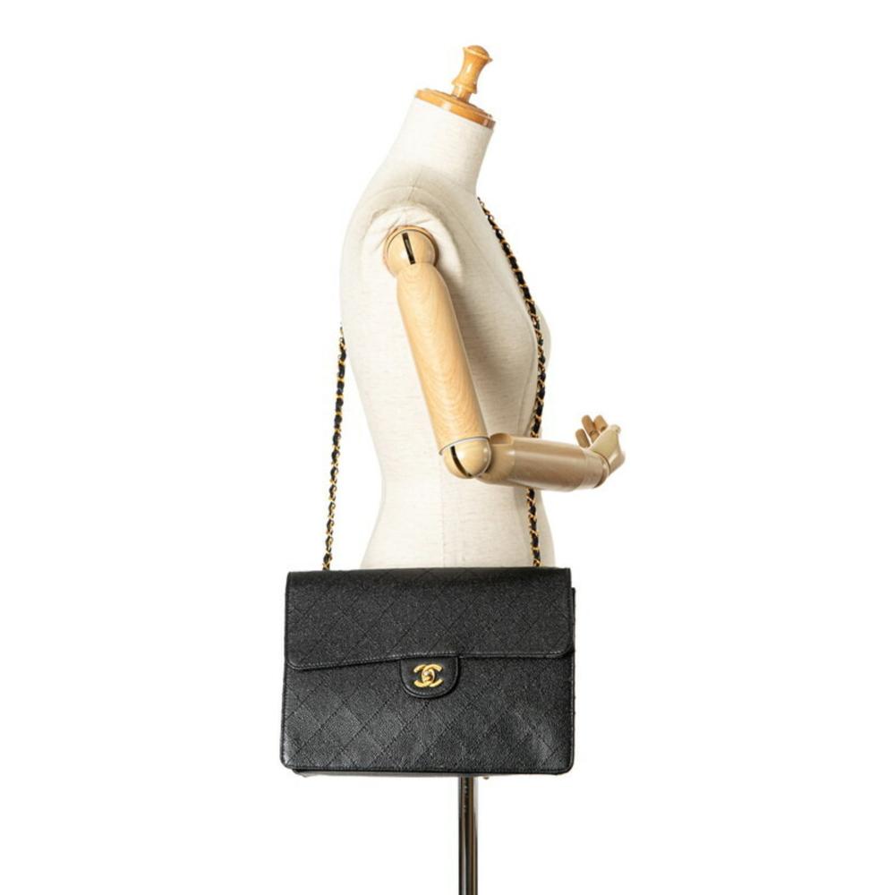 Black Leather Chanel Flap Bag