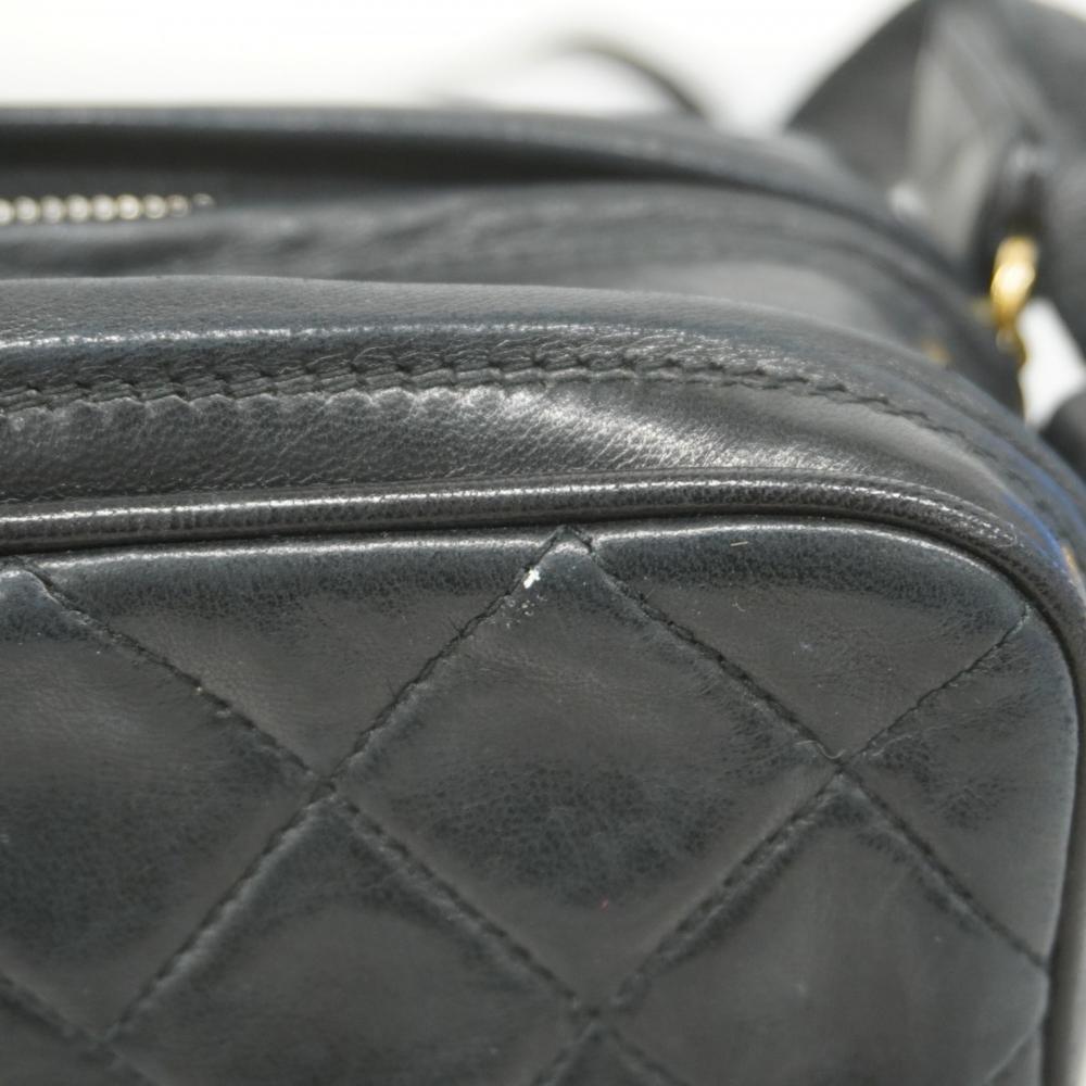 Black Leather Chanel Shoulder Bag