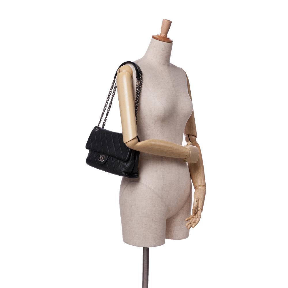 Black Leather Chanel Flap Bag