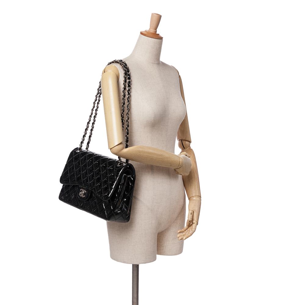 Black Leather Chanel Flap Bag