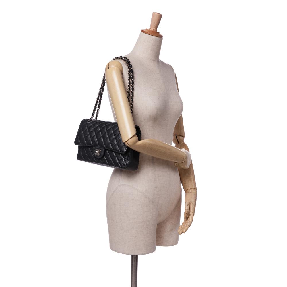 Black Leather Chanel Flap Bag