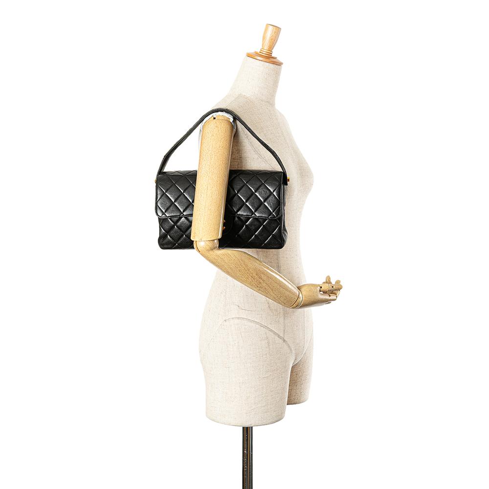 Black Leather Chanel Flap Bag