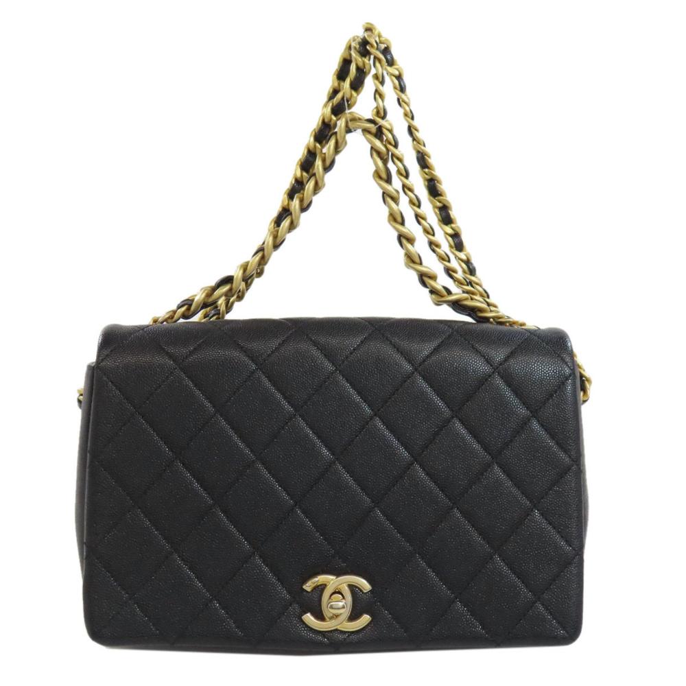 Black Leather Chanel Shoulder Bag