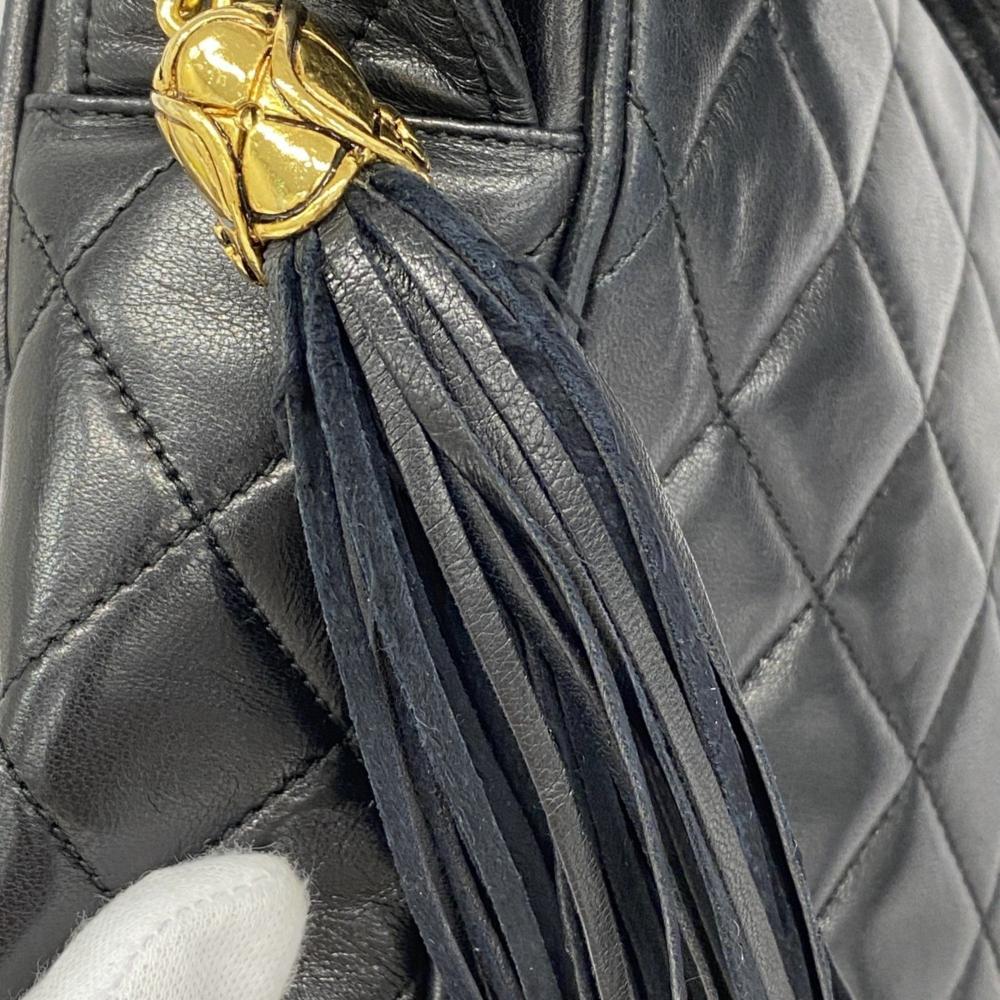 Black Leather Chanel Shoulder Bag
