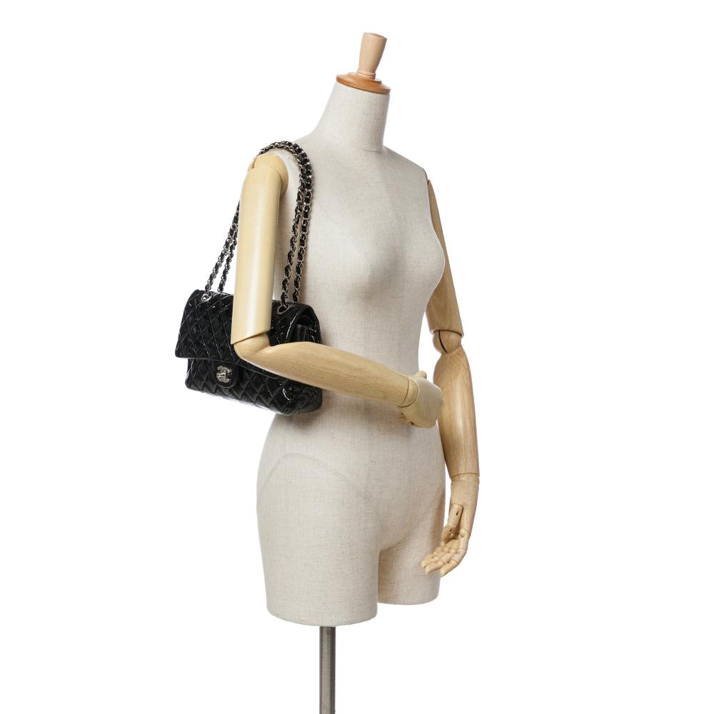 Black Leather Chanel Flap Bag