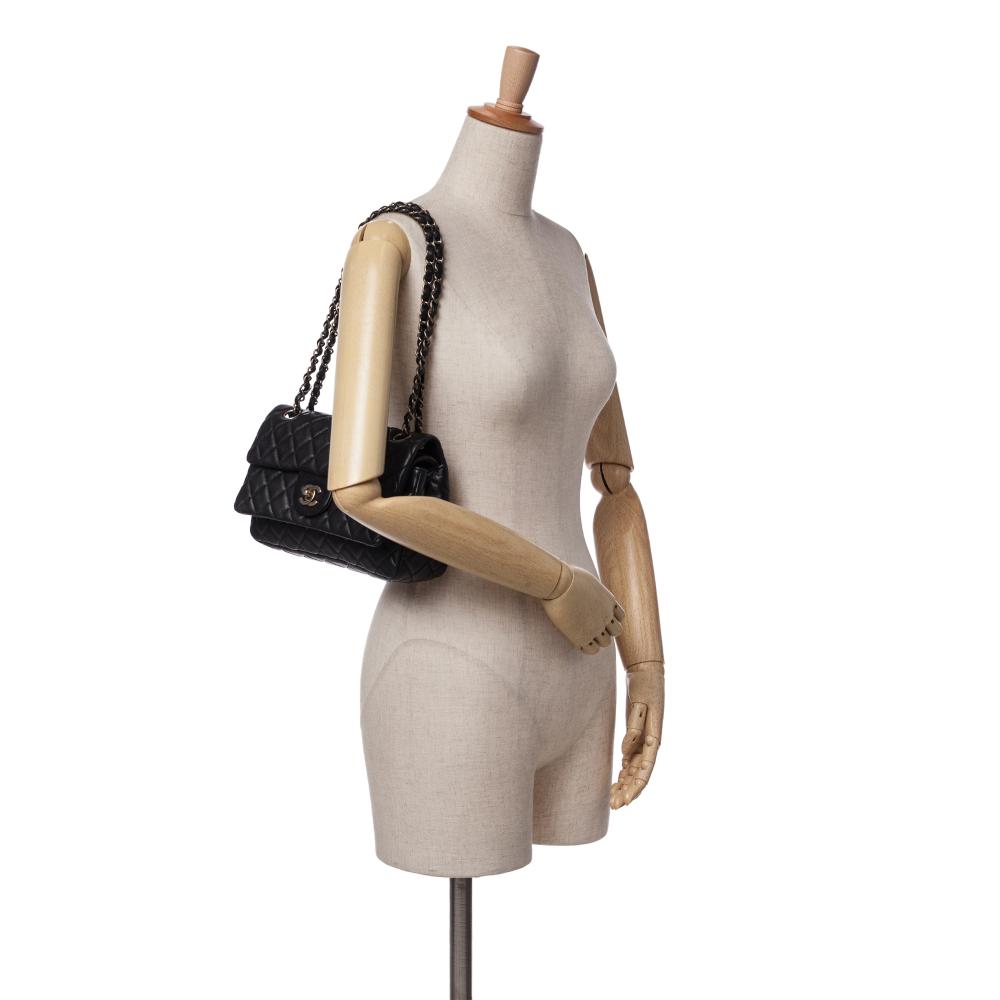 Black Leather Chanel Flap Bag