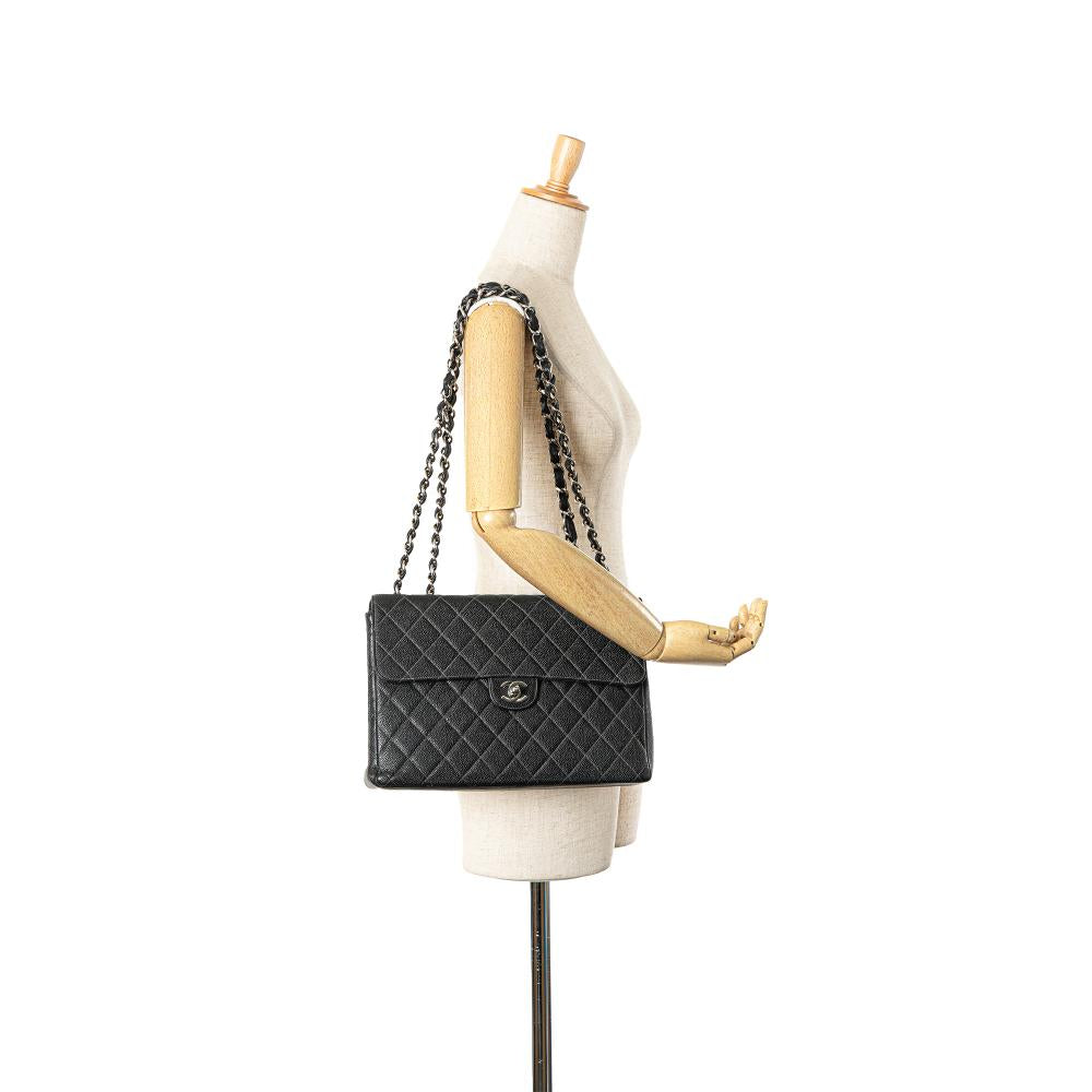 Black Leather Chanel Flap Bag