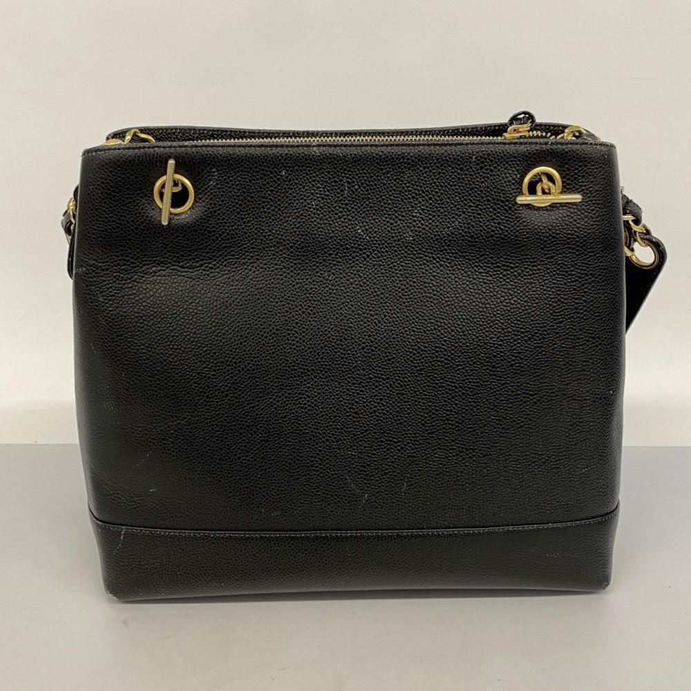 Black Leather Chanel Shoulder Bag