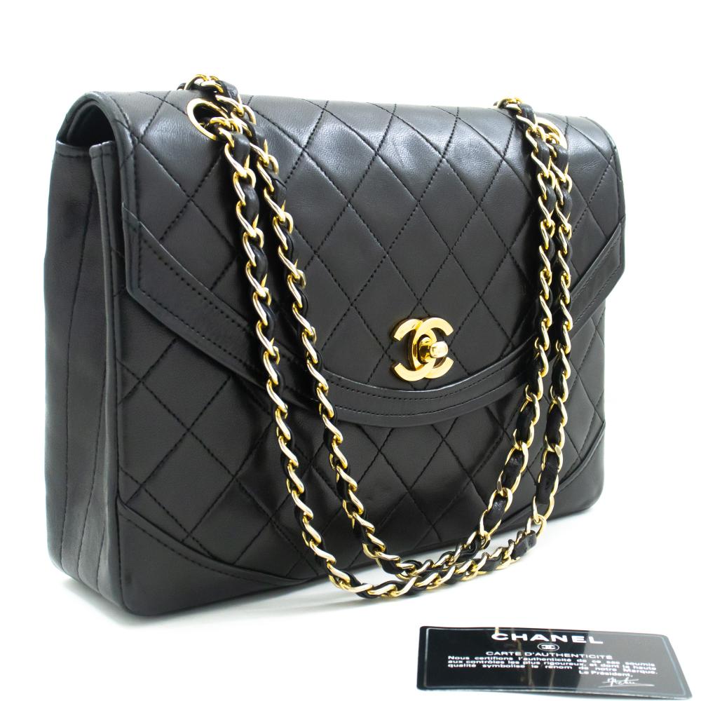 Black Leather Chanel Flap Bag