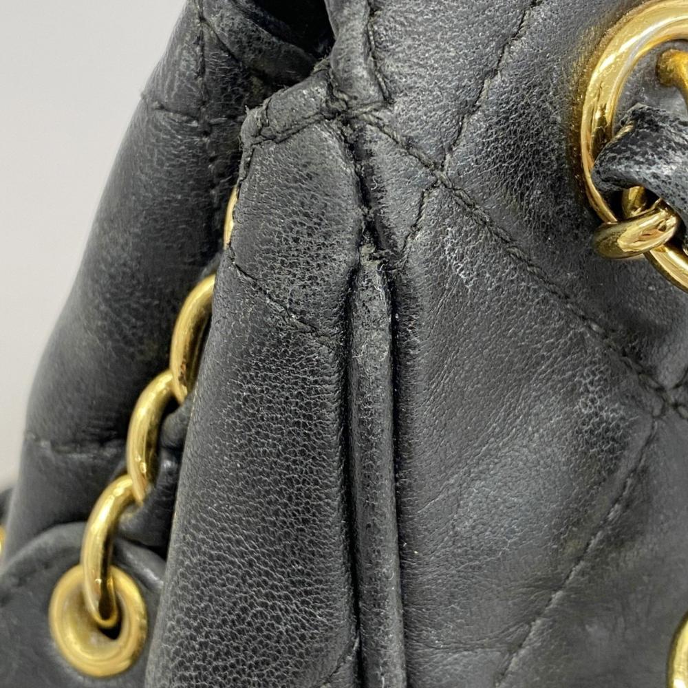 Black Leather Chanel Shoulder Bag