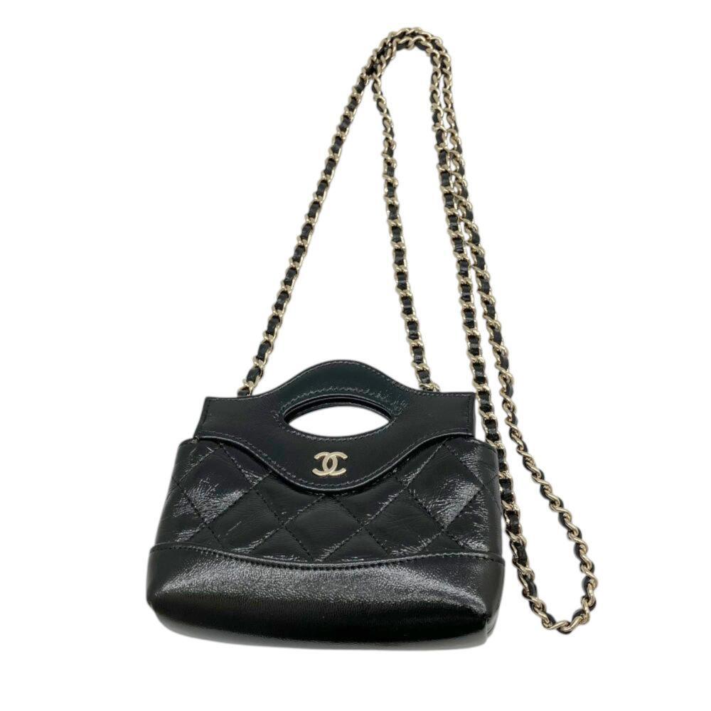 Black Leather Chanel Shoulder Bag