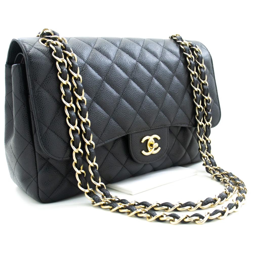 Black Leather Chanel Flap Bag