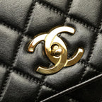 Black Leather Chanel Flap Bag
