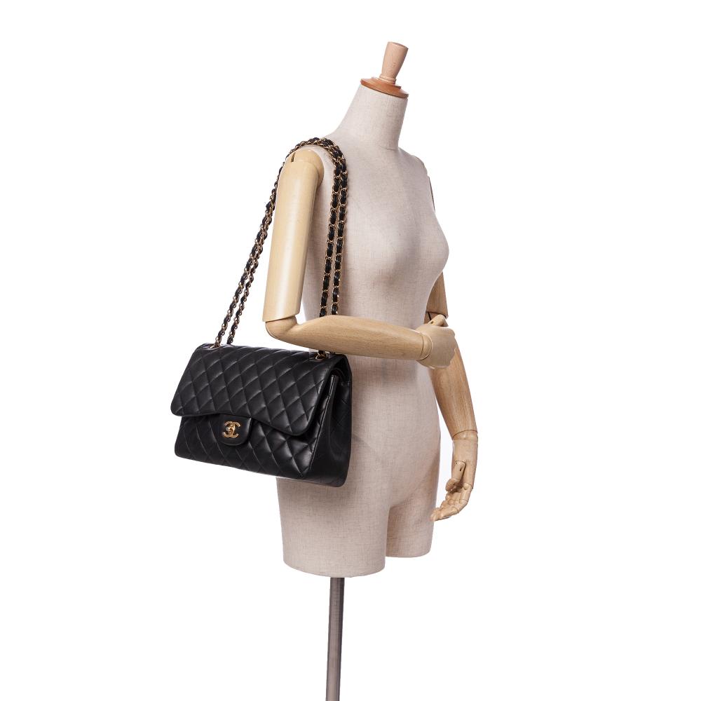 Black Leather Chanel Flap Bag