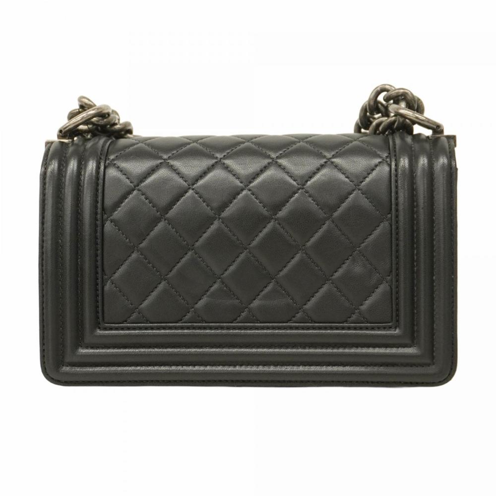 Black Leather Chanel Shoulder Bag
