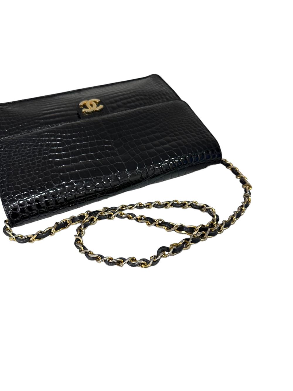 Black Leather Chanel Shoulder Bag