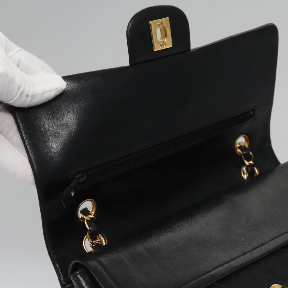 Black Leather Chanel Flap Bag