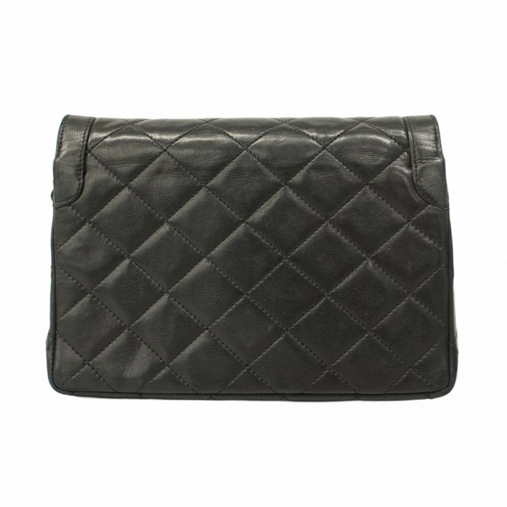 Black Leather Chanel Shoulder Bag