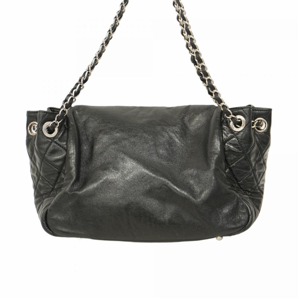 Black Leather Chanel Shoulder Bag