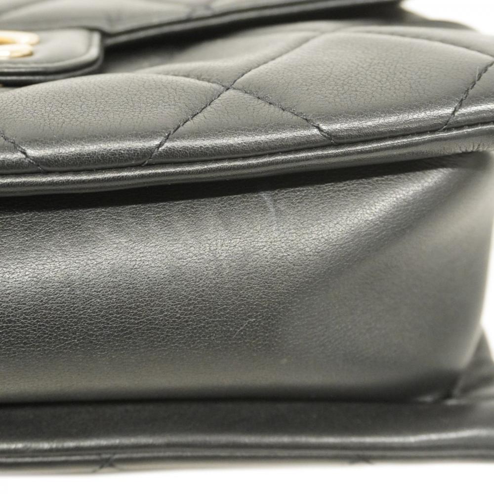 Black Leather Chanel Shoulder Bag