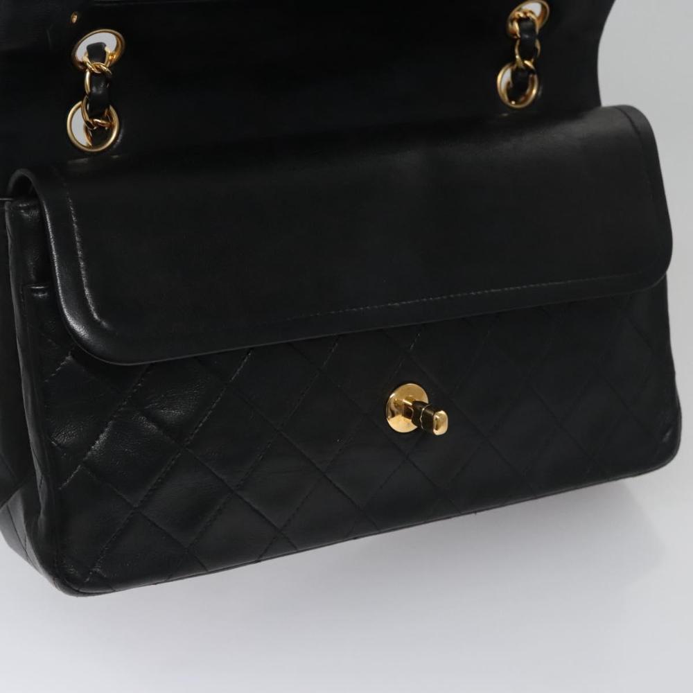 Black Leather Chanel Flap Bag