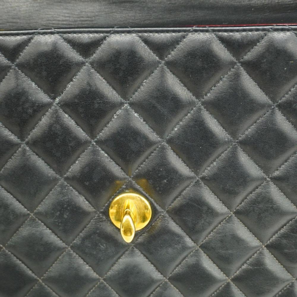 Black Leather Chanel Shoulder Bag