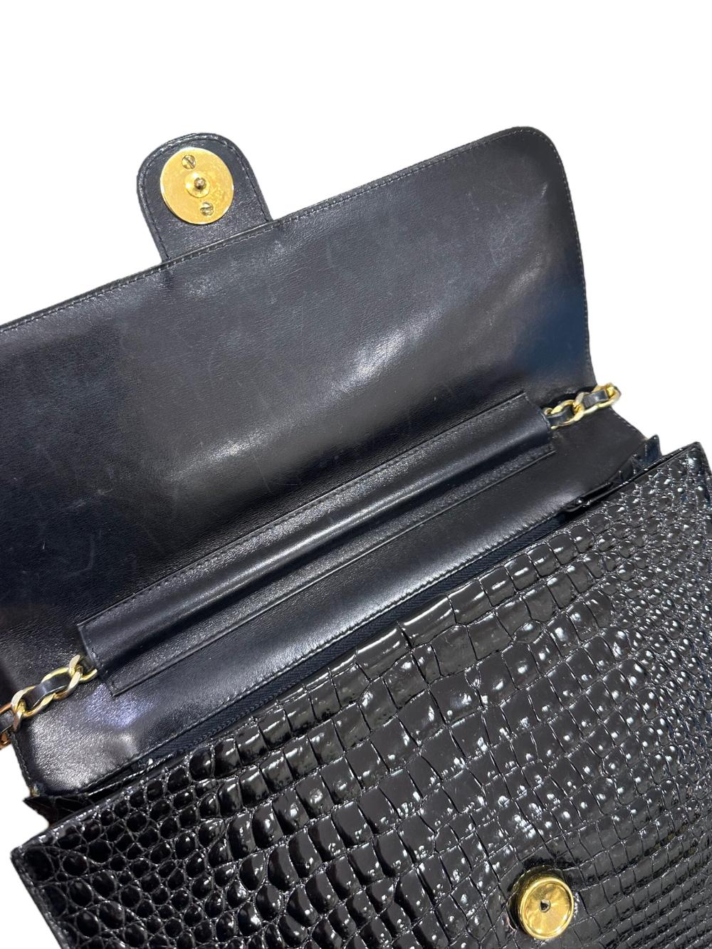 Black Leather Chanel Shoulder Bag