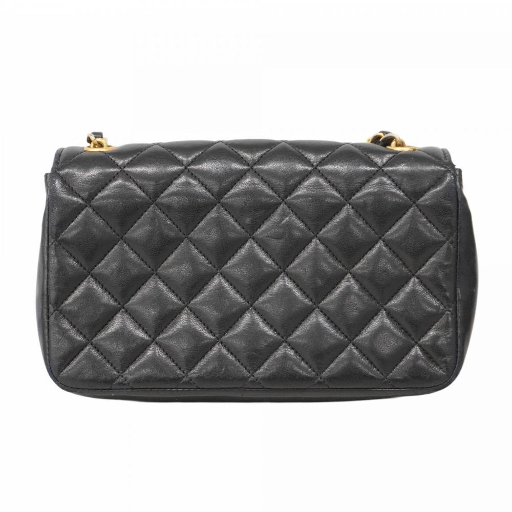 Black Leather Chanel Shoulder Bag