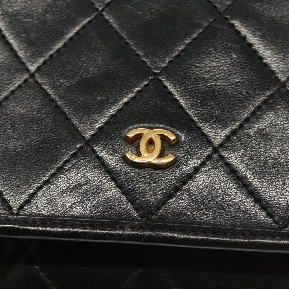 Black Leather Chanel Shoulder Bag