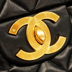 Black Leather Chanel Shoulder Bag