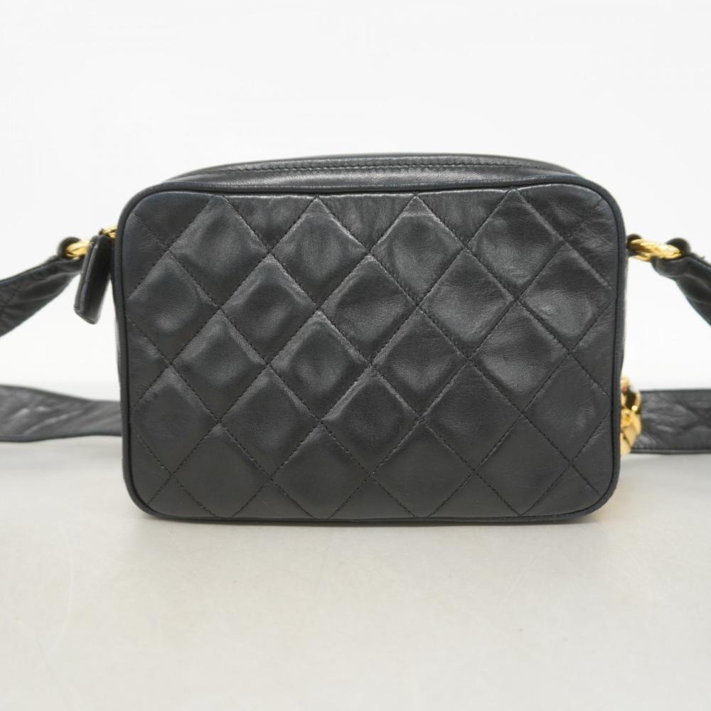 Black Leather Chanel Shoulder Bag