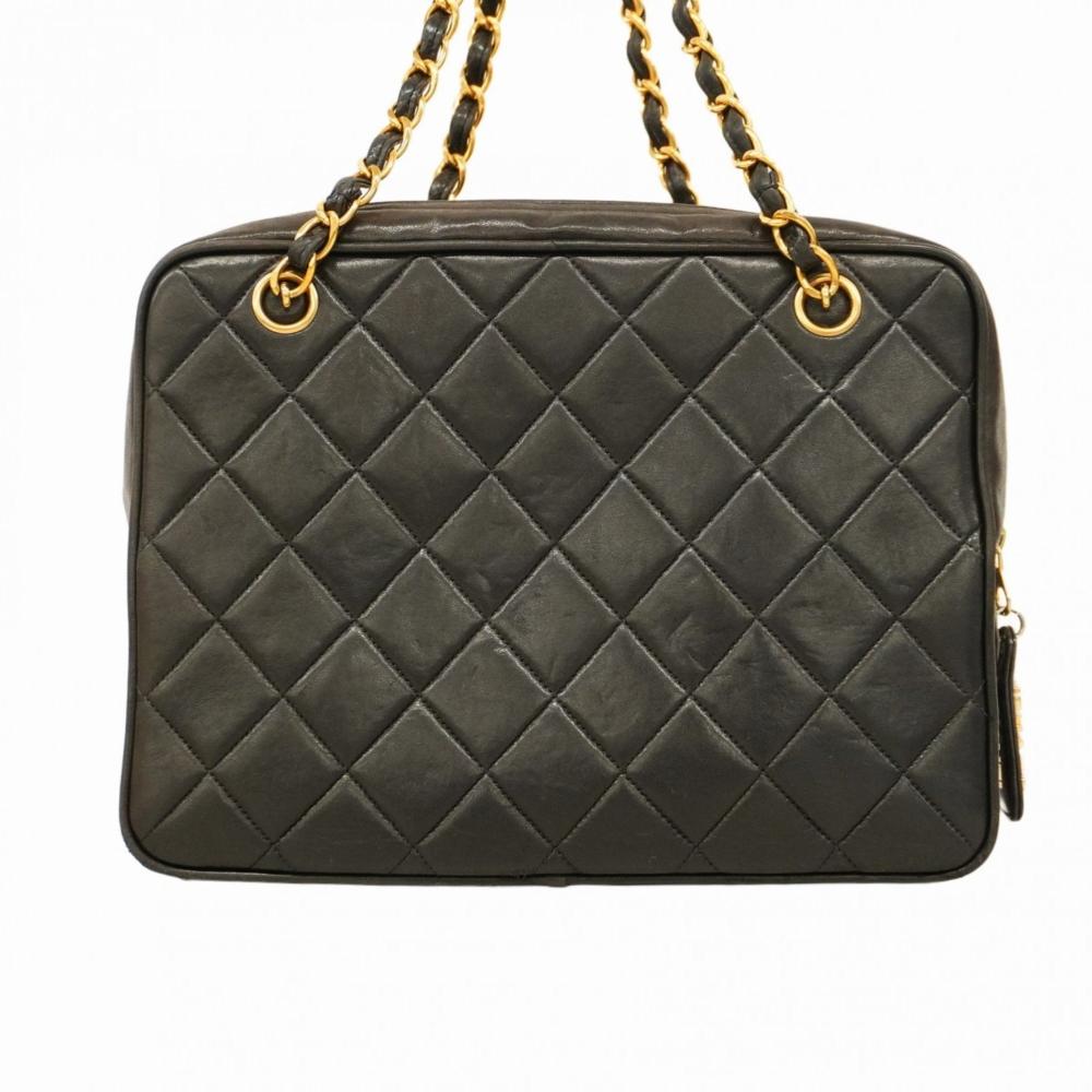 Black Leather Chanel Shoulder Bag