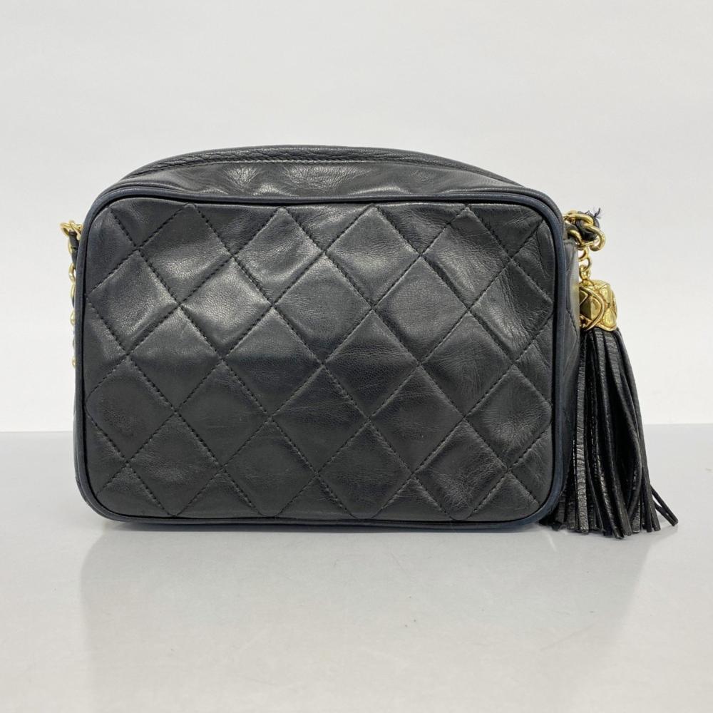 Black Leather Chanel Shoulder Bag