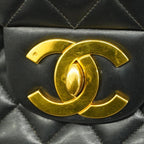 Black Leather Chanel Shoulder Bag