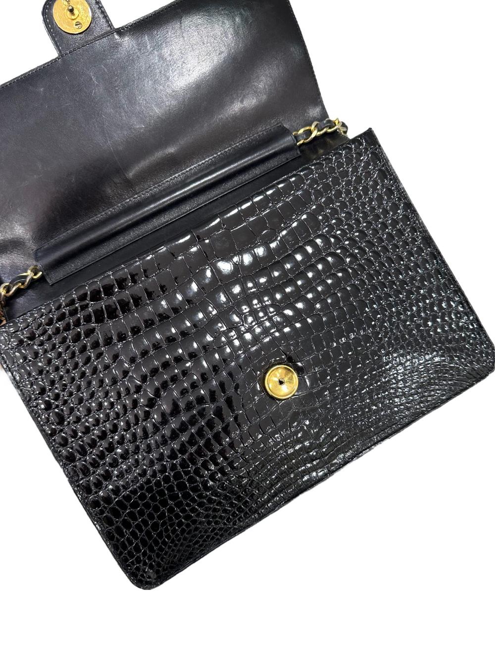 Black Leather Chanel Shoulder Bag