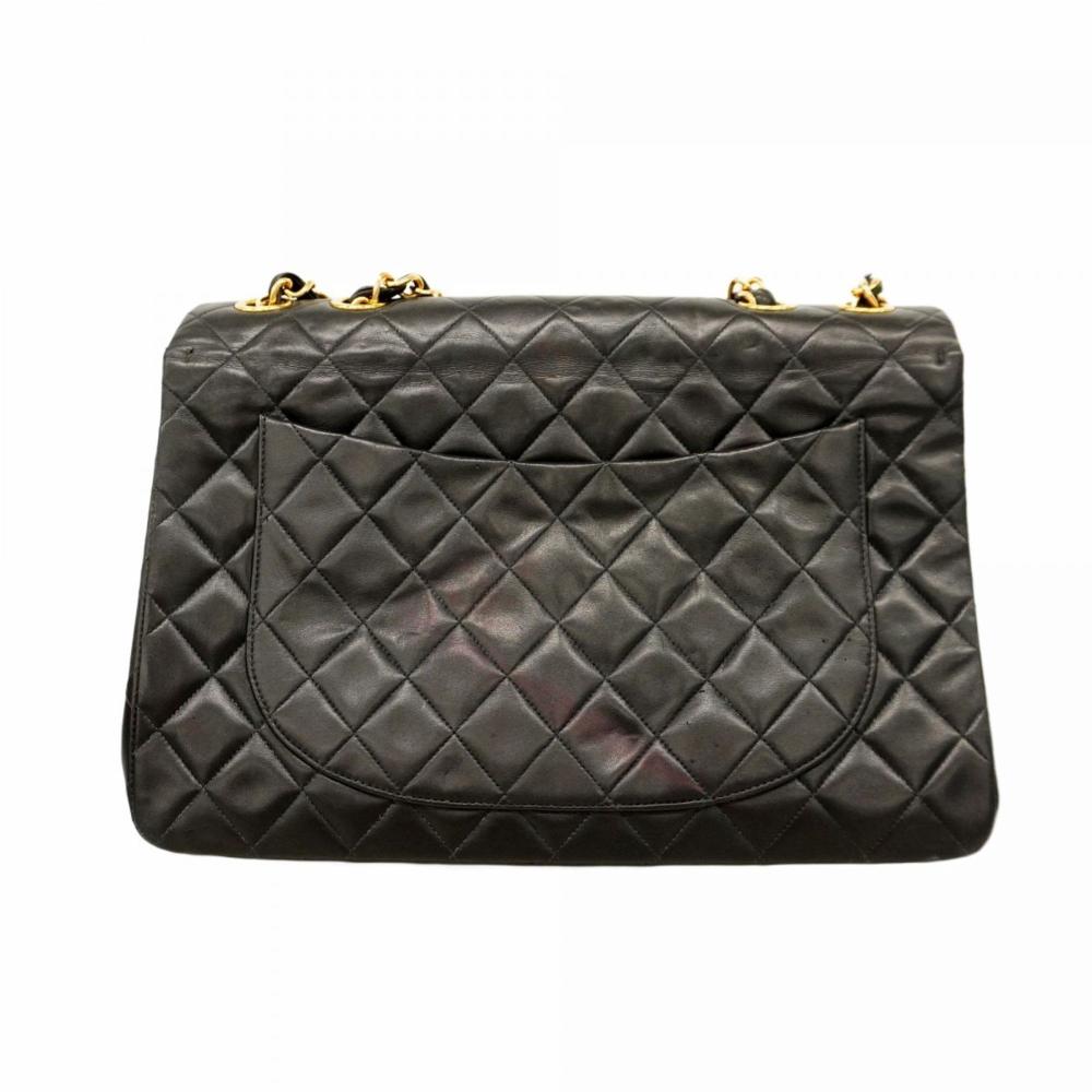 Black Leather Chanel Shoulder Bag