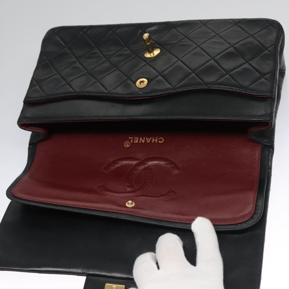 Black Leather Chanel Flap Bag