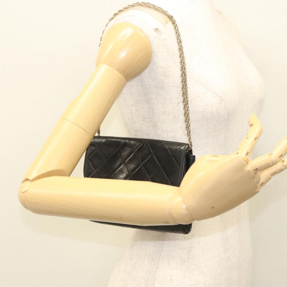 Black Leather Chanel Shoulder Bag