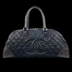 Black Leather Chanel Travel Bag