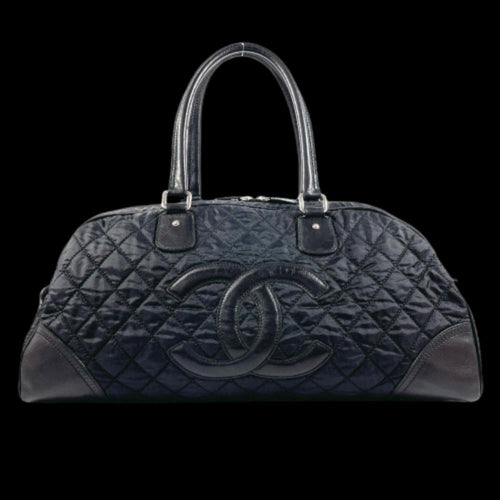 Black Leather Chanel Travel Bag