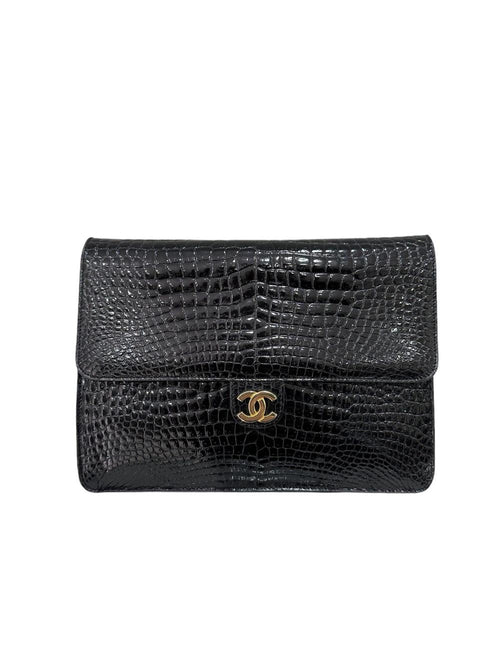 Black Leather Chanel Shoulder Bag