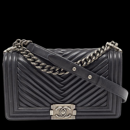 Black Leather Chanel Flap Bag