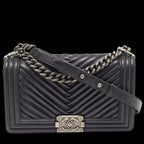 Black Leather Chanel Flap Bag