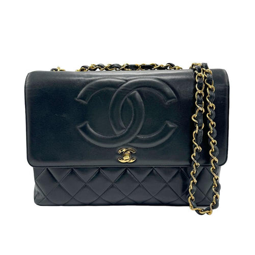 Black Leather Chanel Shoulder Bag